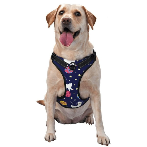 Junzan Lama In Space Pattern Dog Harness - Lightweight,Soft,Adjustable Small Harness And Leash Set-Small