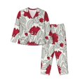 thumbnail image 1 of Junzan Leaves And Anemone Print Womens Pajama Sets,Long Sleeve Button Down For Women Pjs 2 Piece, 1 of 9