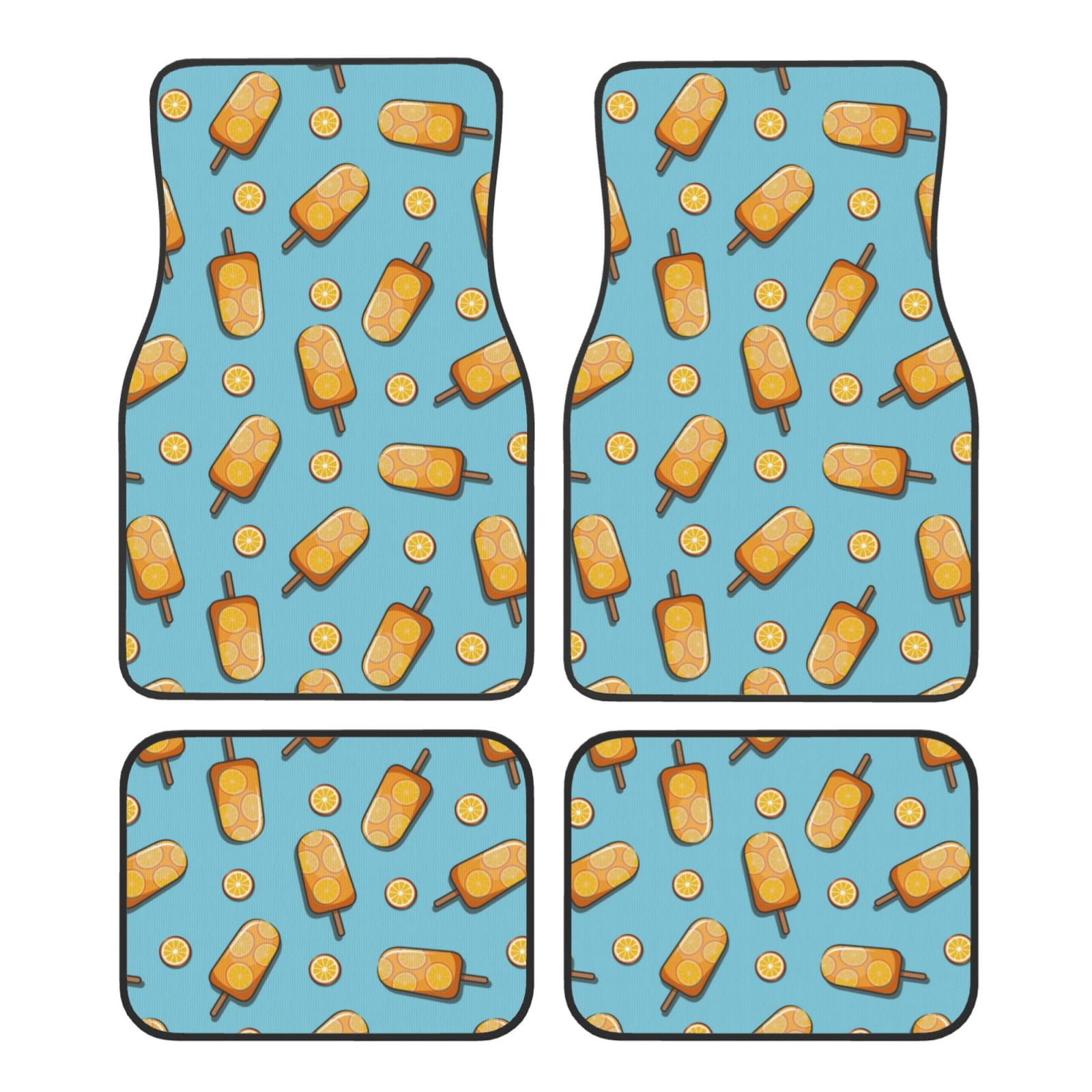 Junzan Lemon Ice Cream for Car Floor Mats,Car Carpet Mats Car Interior Protection with Anti-Slip Backing Car Accessories Fit for SUV/Vans/Sedans/Trucks,Set of 4pcs