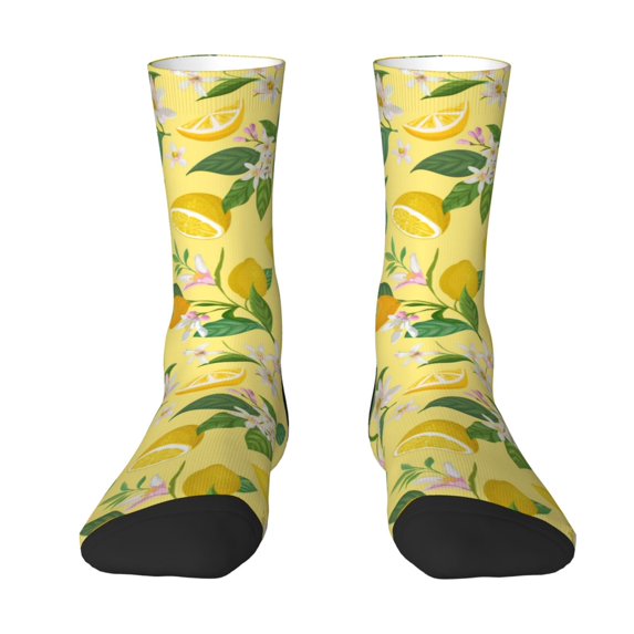 Junzan Lemon Mens Funny Socks For Men Women Colorful Fun Novelty Crew Patterned Socks