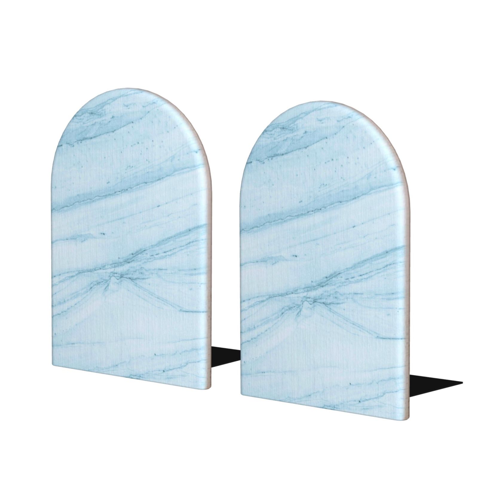 Junzan Light Blue Marble for Wood Bookends,1 Pair Book Ends for Shelves ...