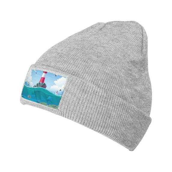 Junzan Lighthouse Sea Port Mens Winter Hats Thick Knit Cuff Beanie Cap Beanie Hat