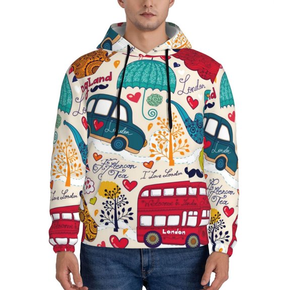 Junzan London Symbols for Men's Hoodie - Fall Pullover Hooded Sweatshirt-Hooded Sweatshirt for Men - Men's Stylish Sweatshirt for Winter & Autumn-X-Large