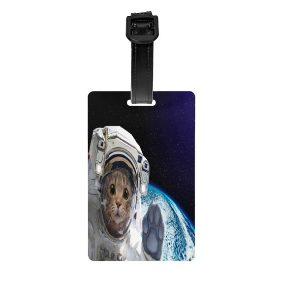 Junzan Luggage Tag For Suitcase Cat Astronaut Print Luggage Tag With Id Privacy Cover For Suitcase Travel Bag