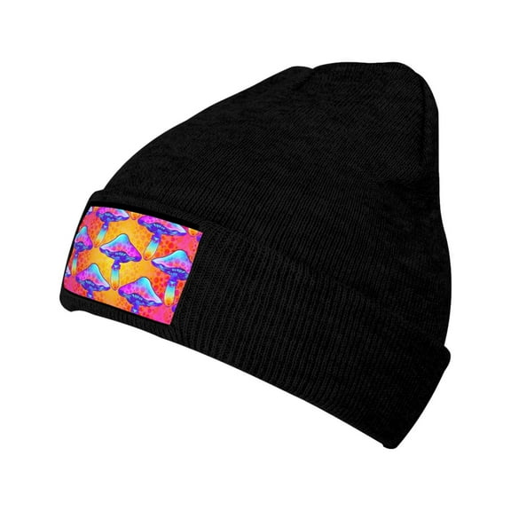 Junzan Magic Mushrooms Mens Winter Hats Thick Knit Cuff Beanie Cap Beanie Hat
