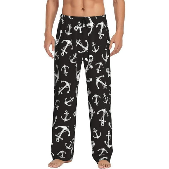 Junzan Men'S Pajama Pants Anchor Sleepwear Pants Pj Bottoms Drawstring And Pockets
