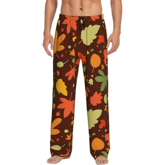 Junzan Men'S Pajama Pants Autumn Leaves Sleepwear Pants Pj Bottoms Drawstring And Pockets