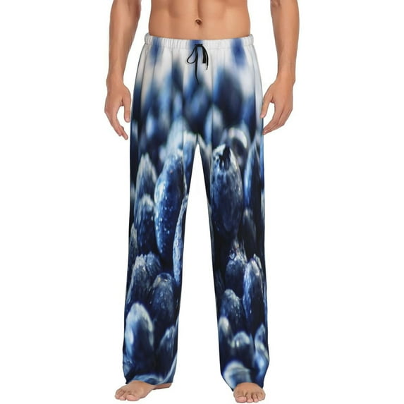 Junzan Men'S Pajama Pants Blueberry Sleepwear Pants Pj Bottoms Drawstring And Pockets