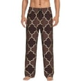 thumbnail image 1 of Junzan Men'S Pajama Pants Brown Gold Grid Sleepwear Pants Pj Bottoms Drawstring And Pockets, 1 of 9