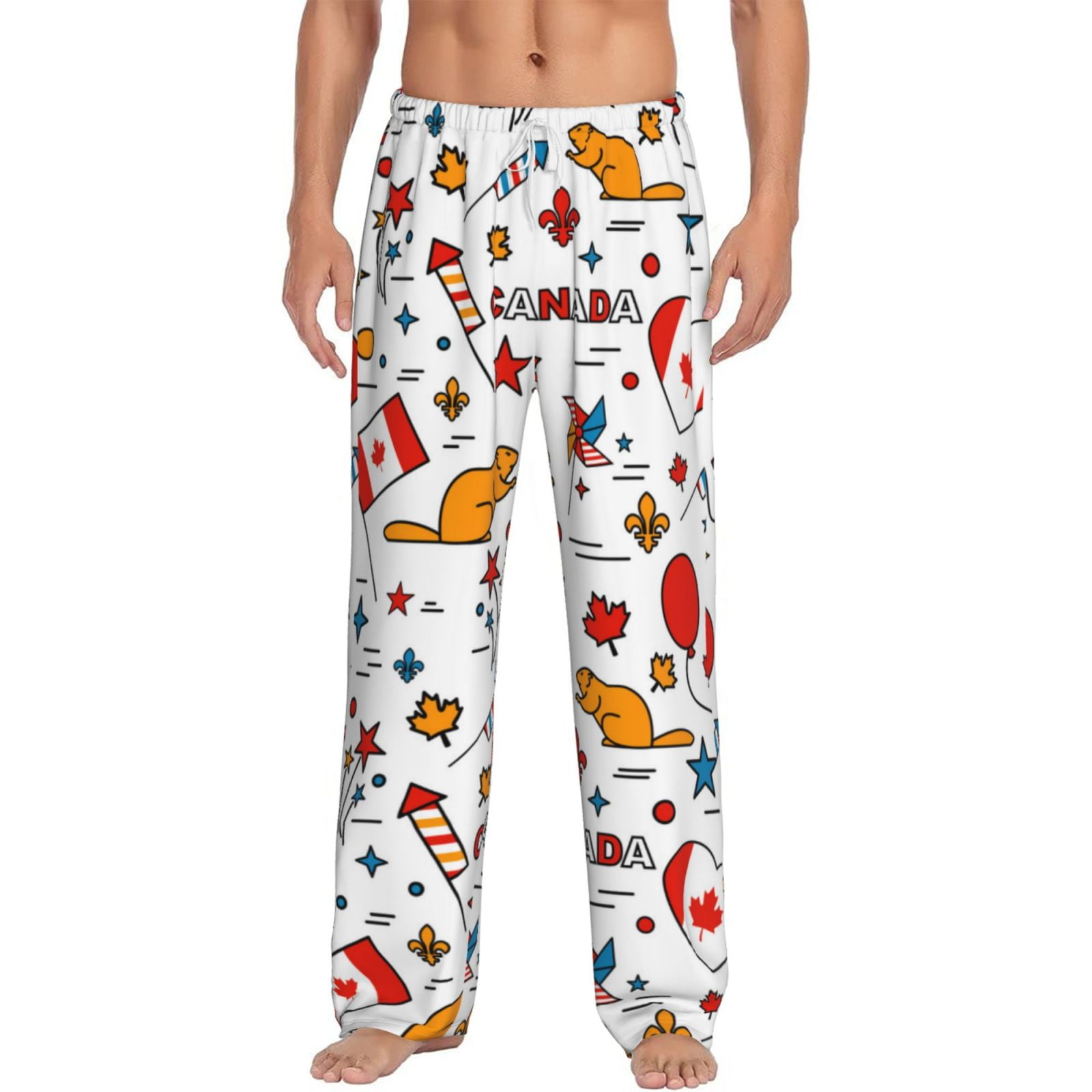 Junzan Men'S Pajama Pants Canada Day Sleepwear Pants Pj Bottoms
