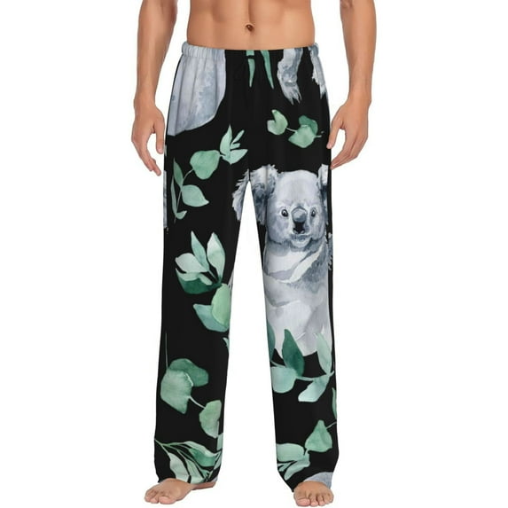 Junzan Men'S Pajama Pants Cartoon Koala Bear Sleepwear Pants Pj Bottoms Drawstring And Pockets