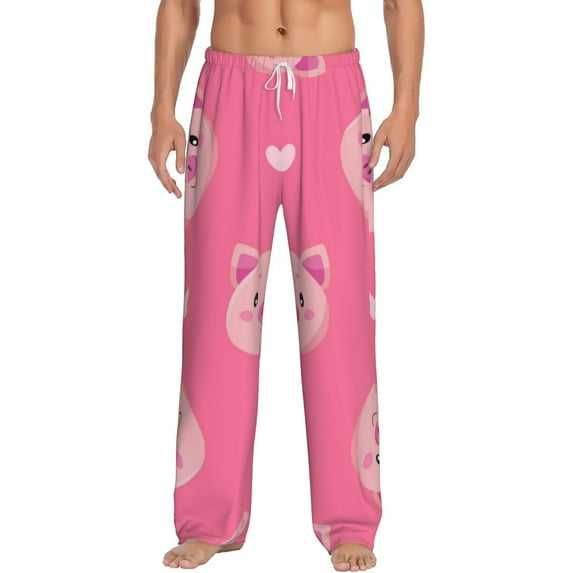 Junzan Men'S Pajama Pants Cartoon Pigs And Hearts Sleepwear Pants Pj Bottoms Drawstring And Pockets