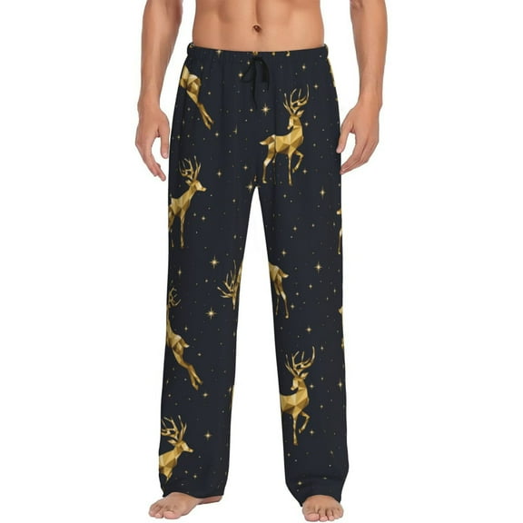 Junzan Men'S Pajama Pants Christmas Deers Sleepwear Pants Pj Bottoms Drawstring And Pockets