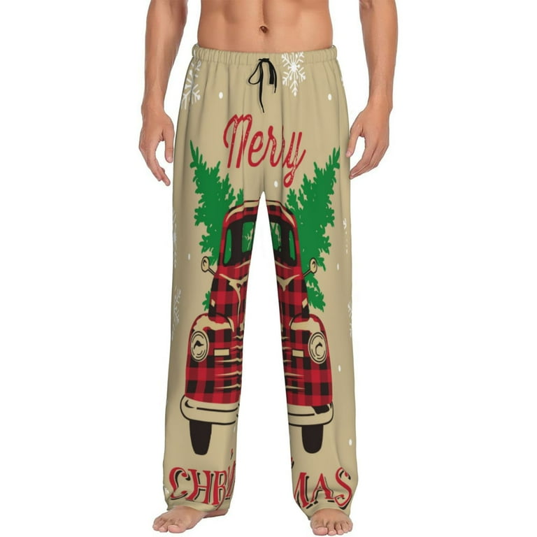 Junzan Men S Pajama Pants Christmas Vintage Red Truck Sleepwear Pants Pj Bottoms Drawstring And Pockets