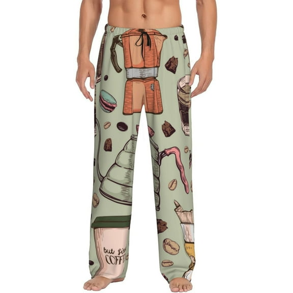 Junzan Men'S Pajama Pants Coffee Makers Macaroons Chocolate Sleepwear Pants Pj Bottoms Drawstring And Pockets
