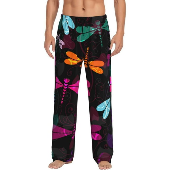 Junzan Men'S Pajama Pants Colorful Dragonflies Sleepwear Pants Pj Bottoms Drawstring And Pockets
