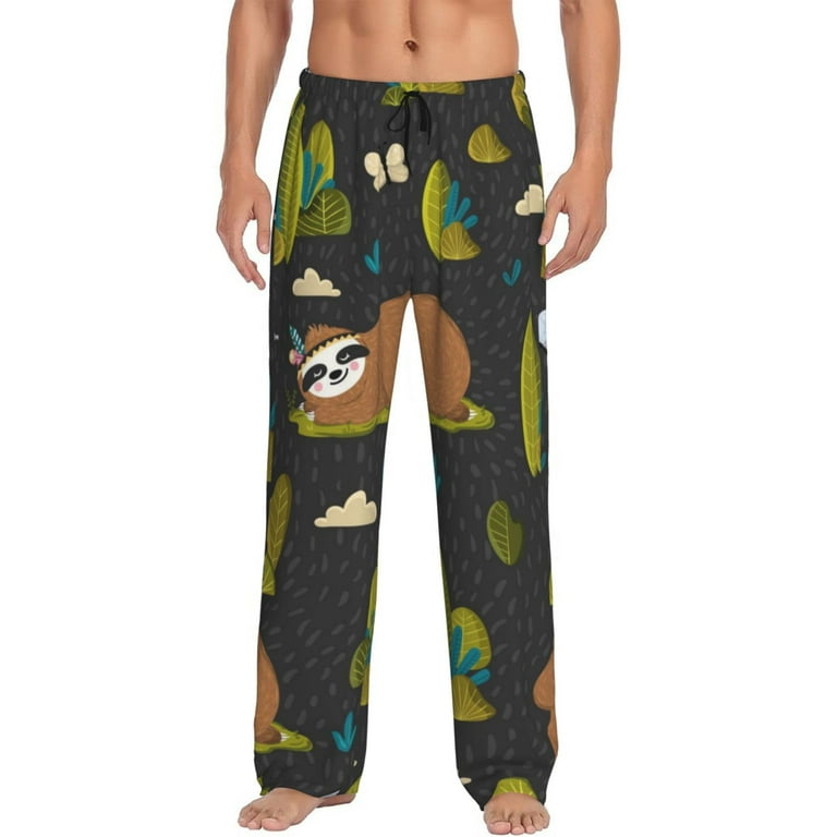 Junzan Men'S Pajama Pants Funny Sloths In The Forest Sleepwear Pants Pj  Bottoms Drawstring And Pockets 