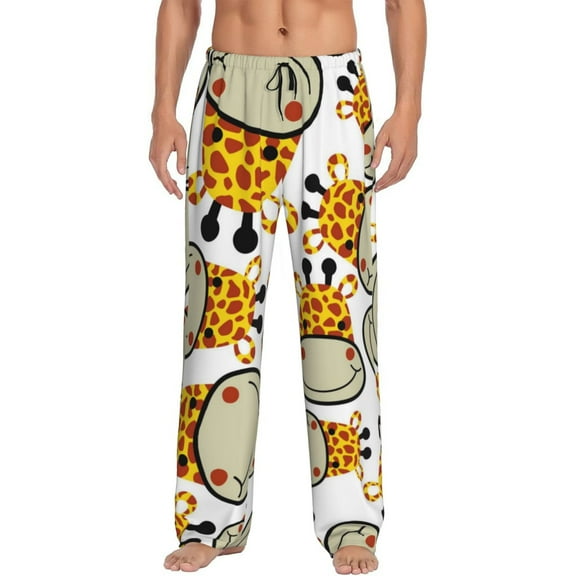 Junzan Men'S Pajama Pants Giraffes Head Sleepwear Pants Pj Bottoms Drawstring And Pockets