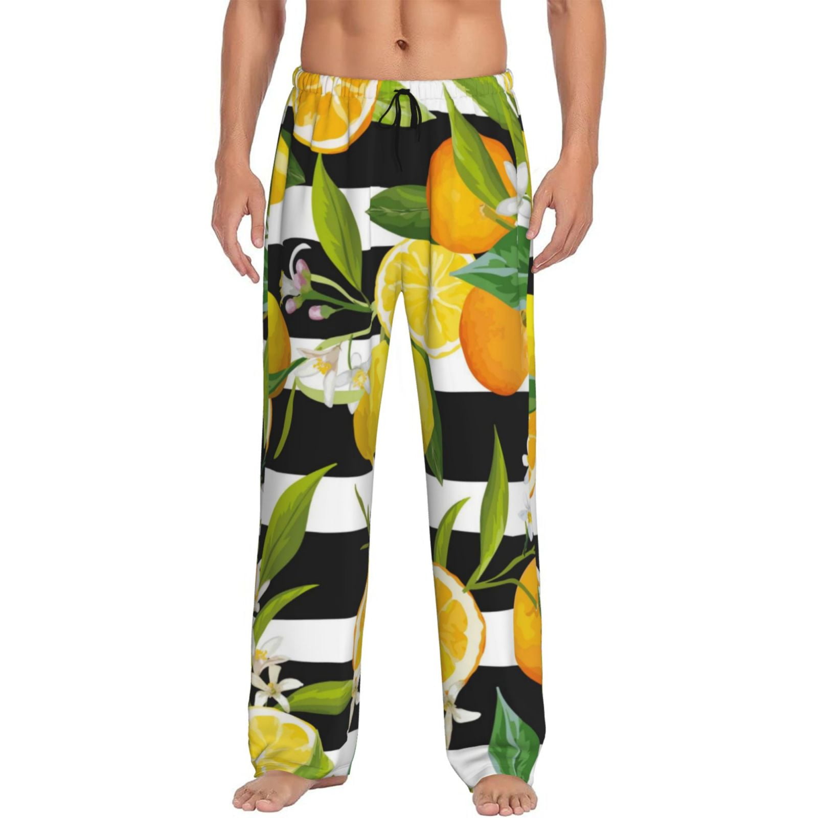 Junzan Men'S Pajama Pants Orange And Lemon Sleepwear Pants Pj Bottoms ...