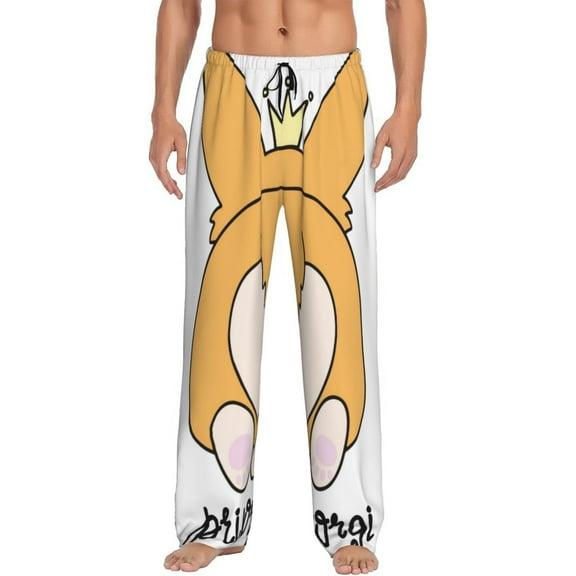 Junzan Men'S Pajama Pants Prince Corgi Dog Sleepwear Pants Pj Bottoms Drawstring And Pockets