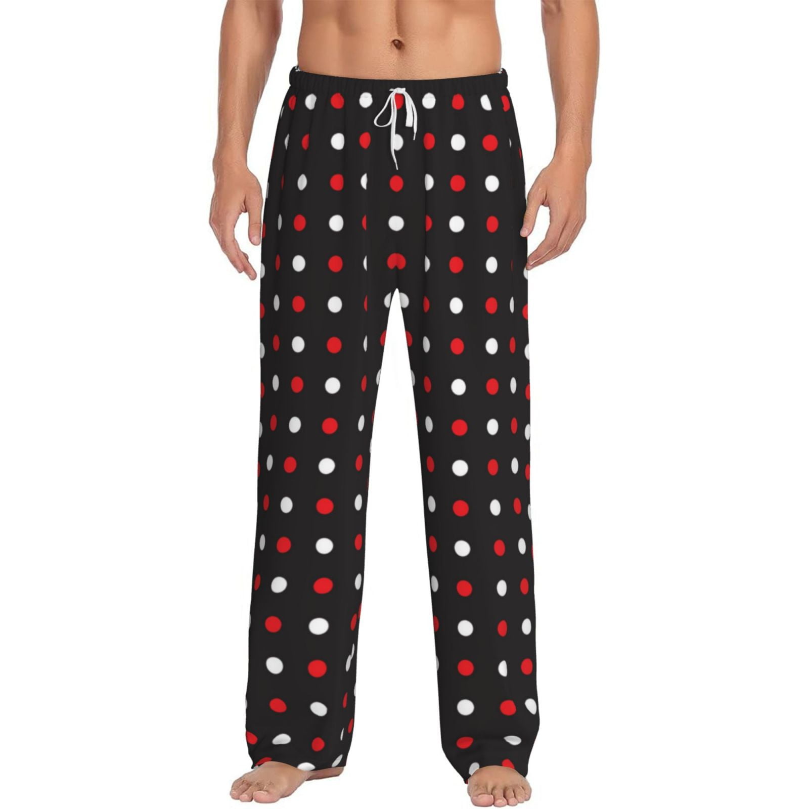 Junzan Men'S Pajama Pants Red And White Polka Dots Sleepwear Pants Pj ...