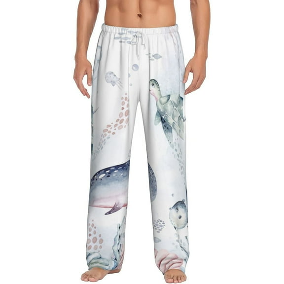 Junzan Men'S Pajama Pants Sea Animals Sleepwear Pants Pj Bottoms Drawstring And Pockets