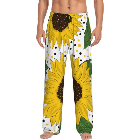 Junzan Men'S Pajama Pants Sunflowers Sleepwear Pants Pj Bottoms Drawstring And Pockets