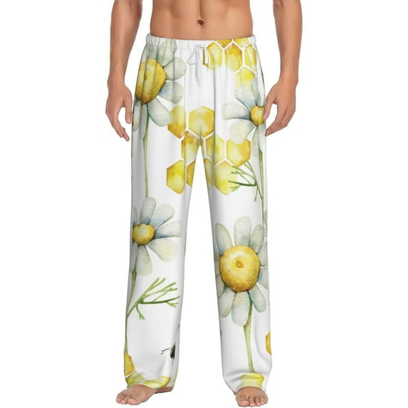 Junzan Men'S Pajama Pants Sweet Honey Sleepwear Pants Pj Bottoms Drawstring And Pockets