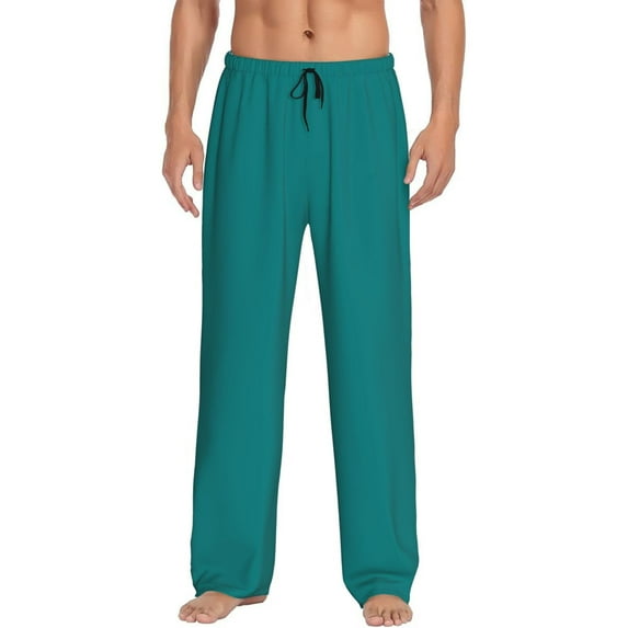 Junzan Men'S Pajama Pants Teal Sleepwear Pants Pj Bottoms Drawstring And Pockets