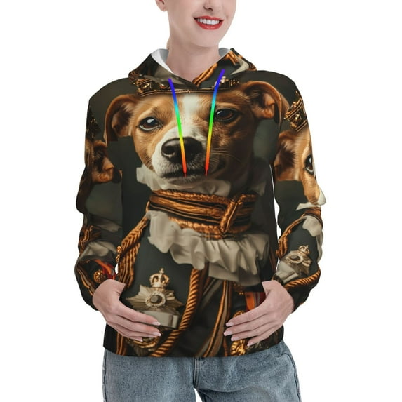 Junzan Modern Cute Dog for Women's Hoodie, Hooded Sweatshirts Workout Sweat Pullover Hoodie for Women Long Sleeve Fall Hoodie-Small
