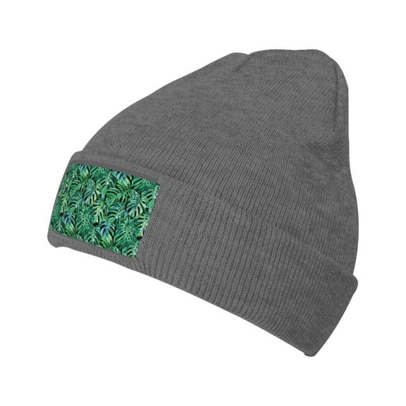 Junzan Monstera Leaves Mens Winter Hats Thick Knit Cuff Beanie Cap Beanie Hat
