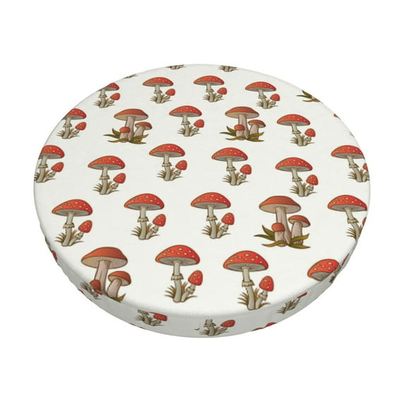 Junzan Mushroom Bar Stool Cover Round Seat Cushion With Elastic Washable And Non Slip Bottom For Barstool Padded Chair Slipcover - 12 Inch