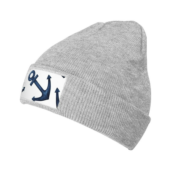 Junzan Navy Blue Anchor Mens Winter Hats Thick Knit Cuff Beanie Cap Beanie Hat