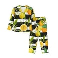 thumbnail image 1 of Junzan Orange And Lemon Print Womens Pajama Sets,Long Sleeve Button Down For Women Pjs 2 Piece, 1 of 9