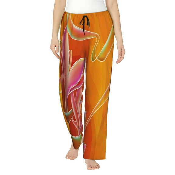Junzan Orange Flower Psychedelic Women'S Pajama Pants Drawstring Comfy Sleep Bottoms With Pockets
