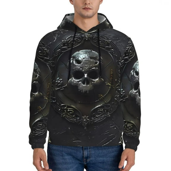 Junzan Ornate Dark Skull Book for Men's Hoodie - Fall Pullover Hooded Sweatshirt-Hooded Sweatshirt for Men - Men's Stylish Sweatshirt for Winter & Autumn-XX-Large