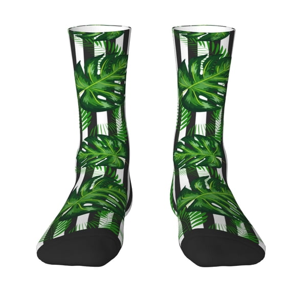 Junzan Palm Greenery Mens Funny Socks For Men Women Colorful Fun Novelty Crew Patterned Socks
