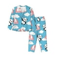 thumbnail image 1 of Junzan Panda Flying In The Sky Print Womens Pajama Sets,Long Sleeve Button Down For Women Pjs 2 Piece, 1 of 9