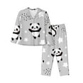 thumbnail image 1 of Junzan Pandas Print Womens Pajama Sets,Long Sleeve Button Down For Women Pjs 2 Piece, 1 of 9