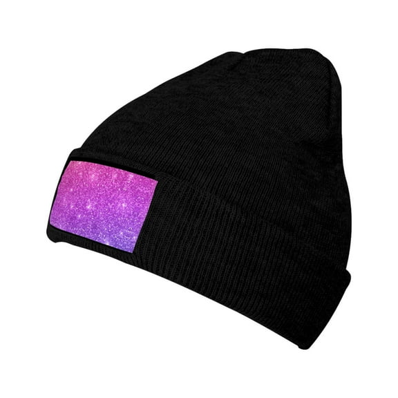 Junzan Pink Purple Glitter Mens Winter Hats Thick Knit Cuff Beanie Cap Beanie Hat