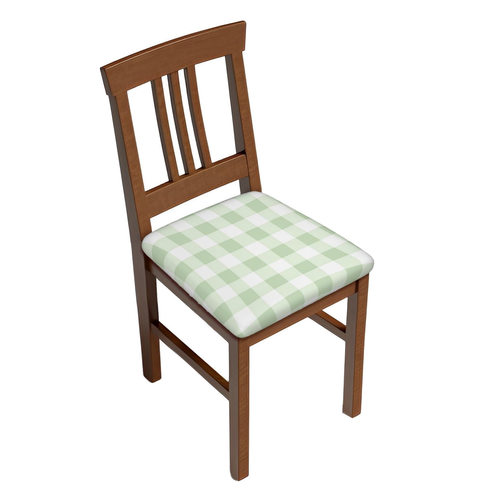 Junzan Pistachio Green Checkboard Print Dining Chair Seat Covers