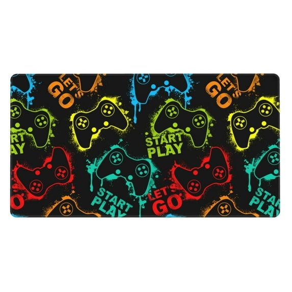 Junzan Play Game Start Extra Large Mouse Pad For Boys Girl Men Women Desktop Gaming,29.5" X 15.8" Extended Desk Mat,Water Resist Mouse Pad For Home Office Laptop