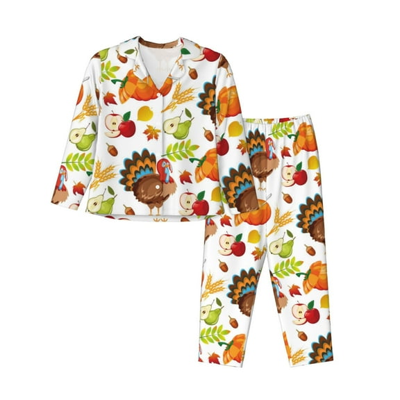 Junzan Print Womens Pajama Sets,Long Sleeve Button Down For Women Pjs 2 Piece