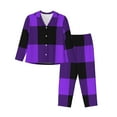 thumbnail image 1 of Junzan Purple Buffalo Plaid Print Womens Pajama Sets,Long Sleeve Button Down For Women Pjs 2 Piece, 1 of 9