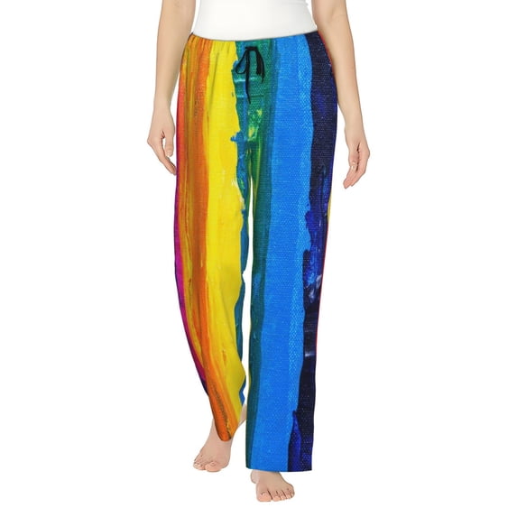 Junzan Rainbow Colored Women'S Pajama Pants Drawstring Comfy Sleep Bottoms With Pockets