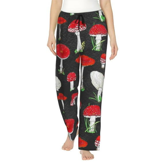 Junzan Red Mushrooms Women'S Pajama Pants Drawstring Comfy Sleep Bottoms With Pockets