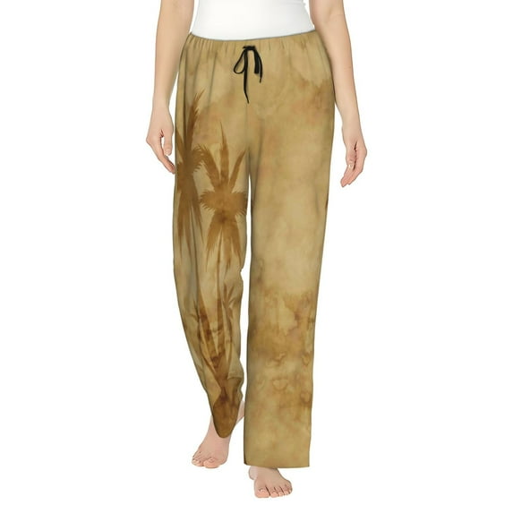 Junzan Retro Palm Tree Women'S Pajama Pants Drawstring Comfy Sleep Bottoms With Pockets