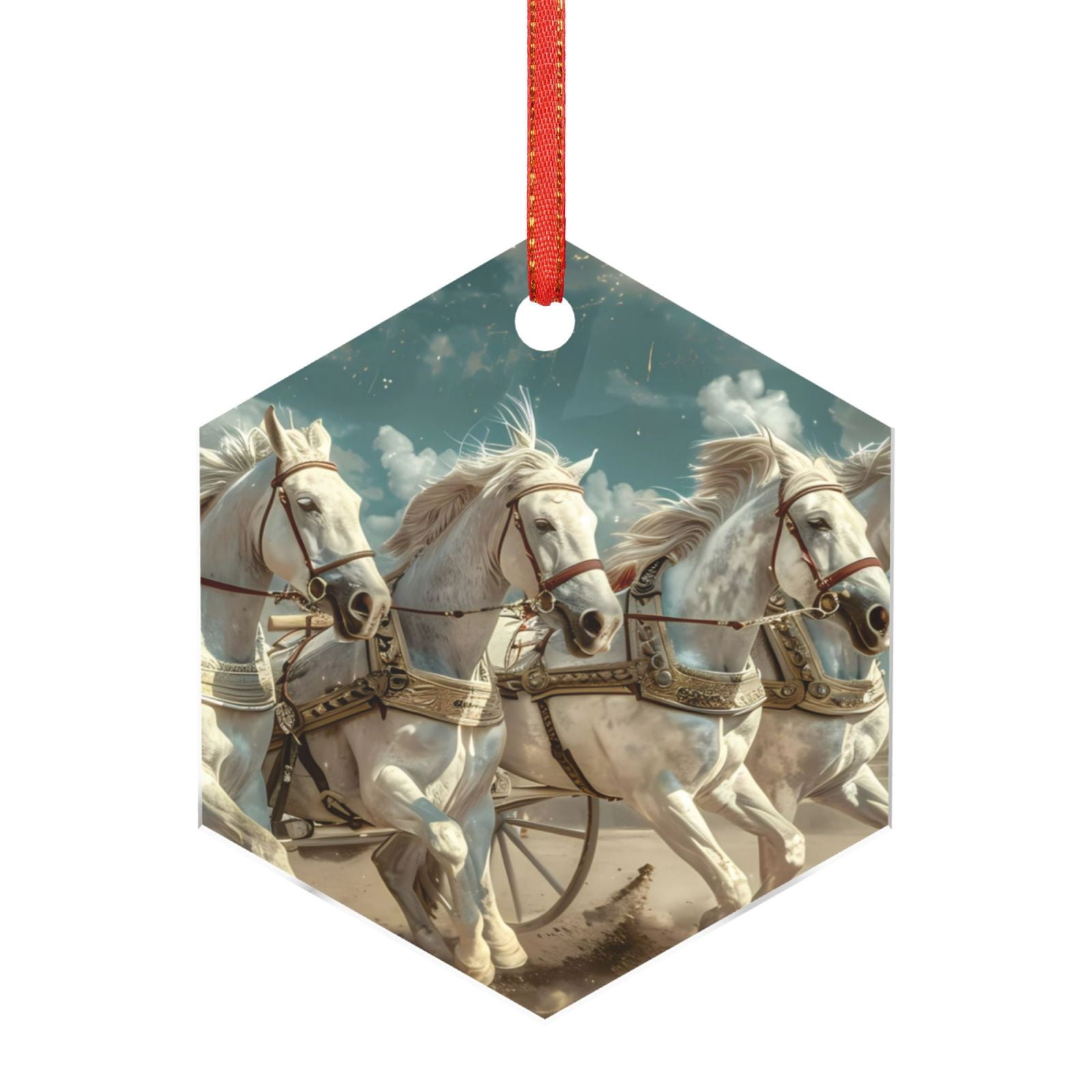 Junzan Roman Chariot Horse Race Pattern Christmas Ornaments,1 PCS ...