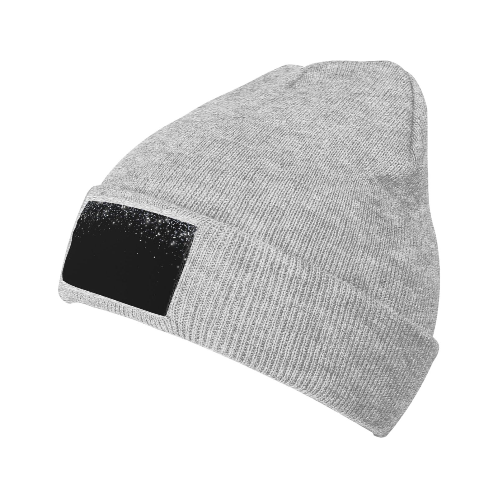 Junzan Silver Glitter1 Mens Winter Hats Thick Knit Cuff 