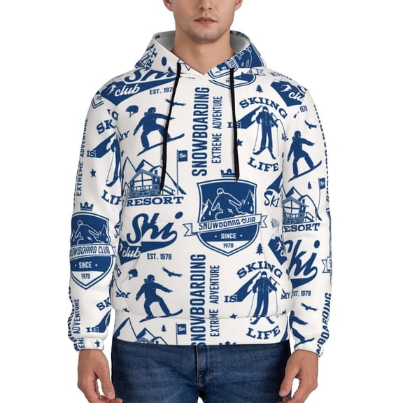 Junzan Skiing Enthusiast for Men's Hoodie - Fall Pullover Hooded Sweatshirt-Hooded Sweatshirt for Men - Men's Stylish Sweatshirt for Winter & Autumn-X-Large